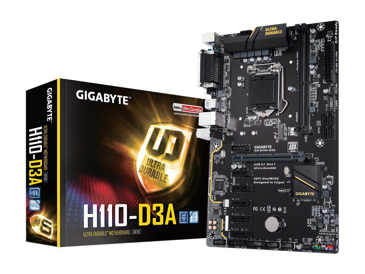 GIGABYTE GA-H110-D3A (LGA1151/Intel H110/Cryptocurrency Mining/2xDDR4
